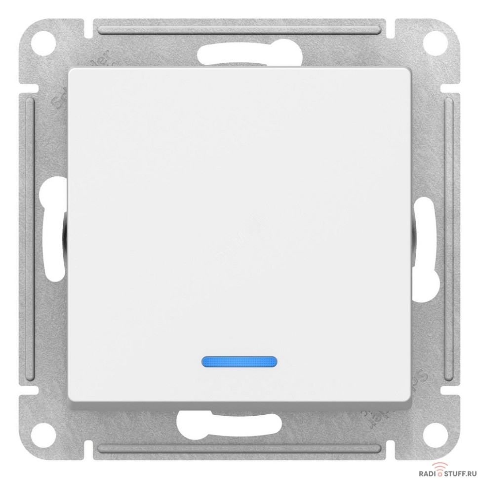 Schneider-electric ATN000113 ATLASDESIGN 1-клавишный ВЫКЛЮЧАТЕЛЬ с подсветкой, сх.1а, 10АХ, механизм, БЕЛЫЙ