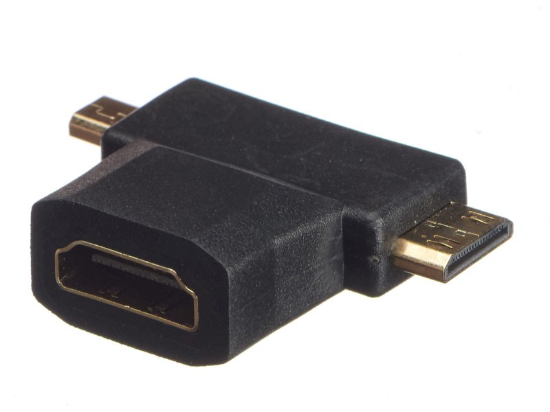Переходник гнездо HDMI - штекер micro+mini HDMI, dual link, NETKO Optima